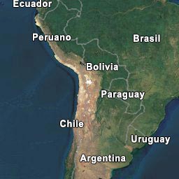 satelital mapa de América del Sur